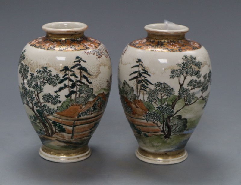 A pair of Satsuma vases, Meiji period, height 15cm